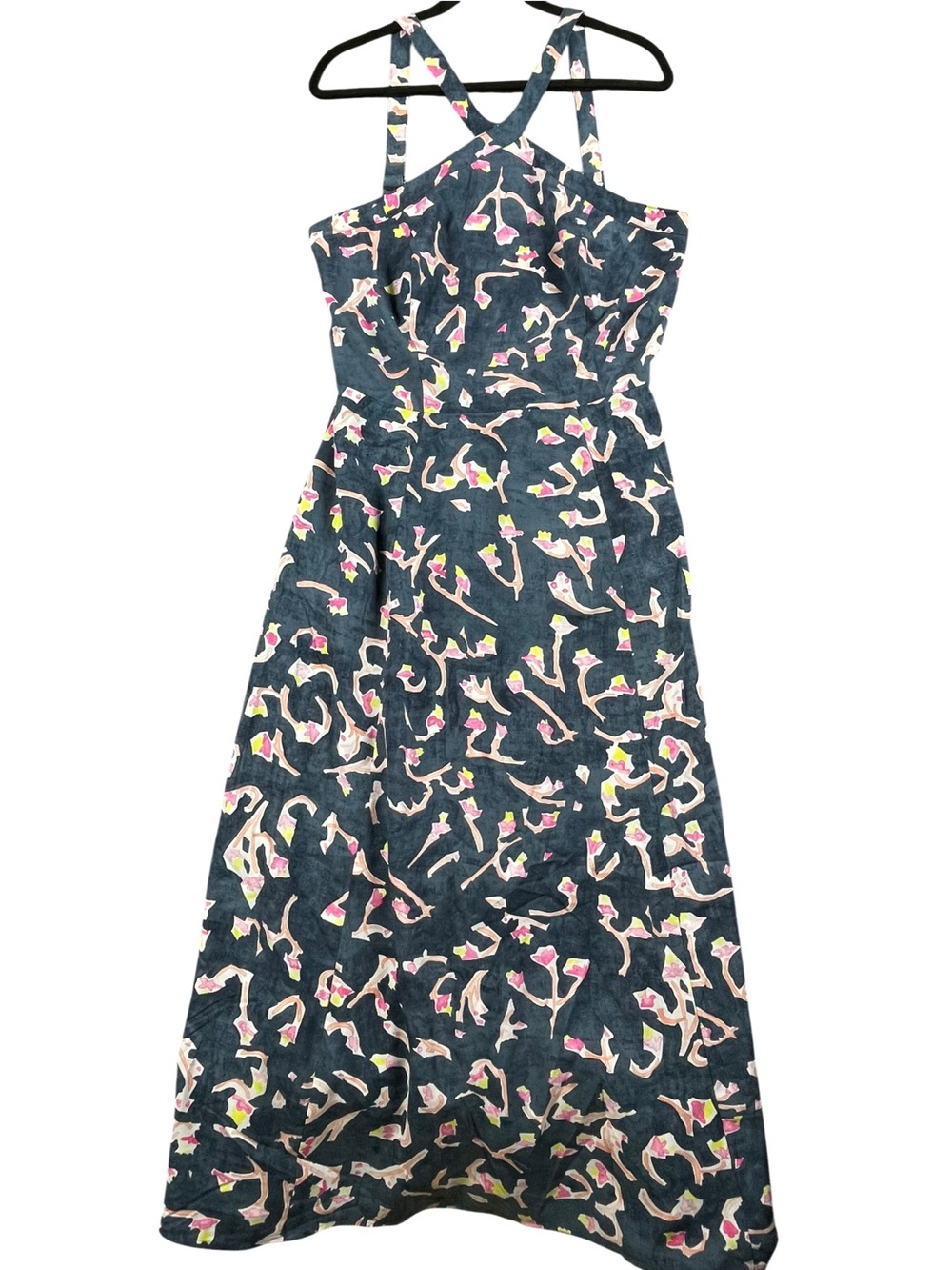 Cabi Aurora Floral Abstract Watercolor Romantic Feminine Halter Maxi Dress Sz 12